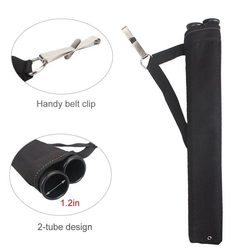 Kratarc Archery 2 Tube Hip Arrow Quiver Waist Hanged Carry Bag with Hook for Shooting (Black) - Image 2